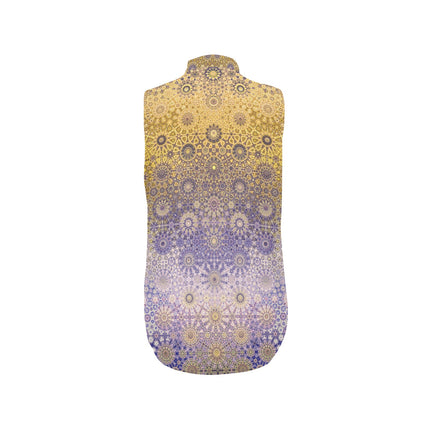 Bow Tie V Neck Sleeveless Blouse Lavendar and Gold Ombre