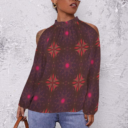 Long Slit Sleeve Blouse Prairie Flowers Sunset