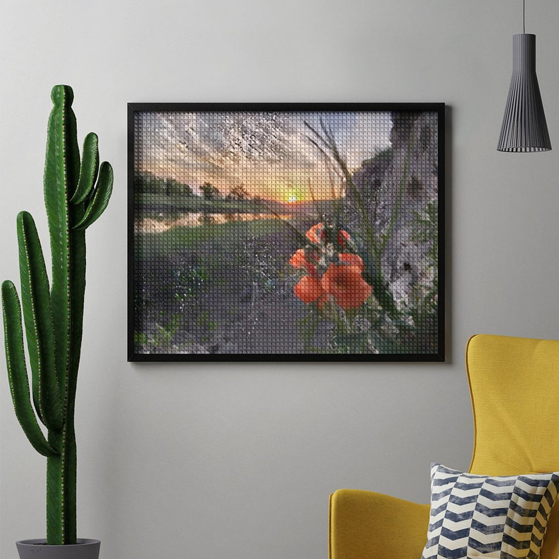 Design Diamond Painting 20"×16"(Horizontal) Globe Mallow on the South Grand River