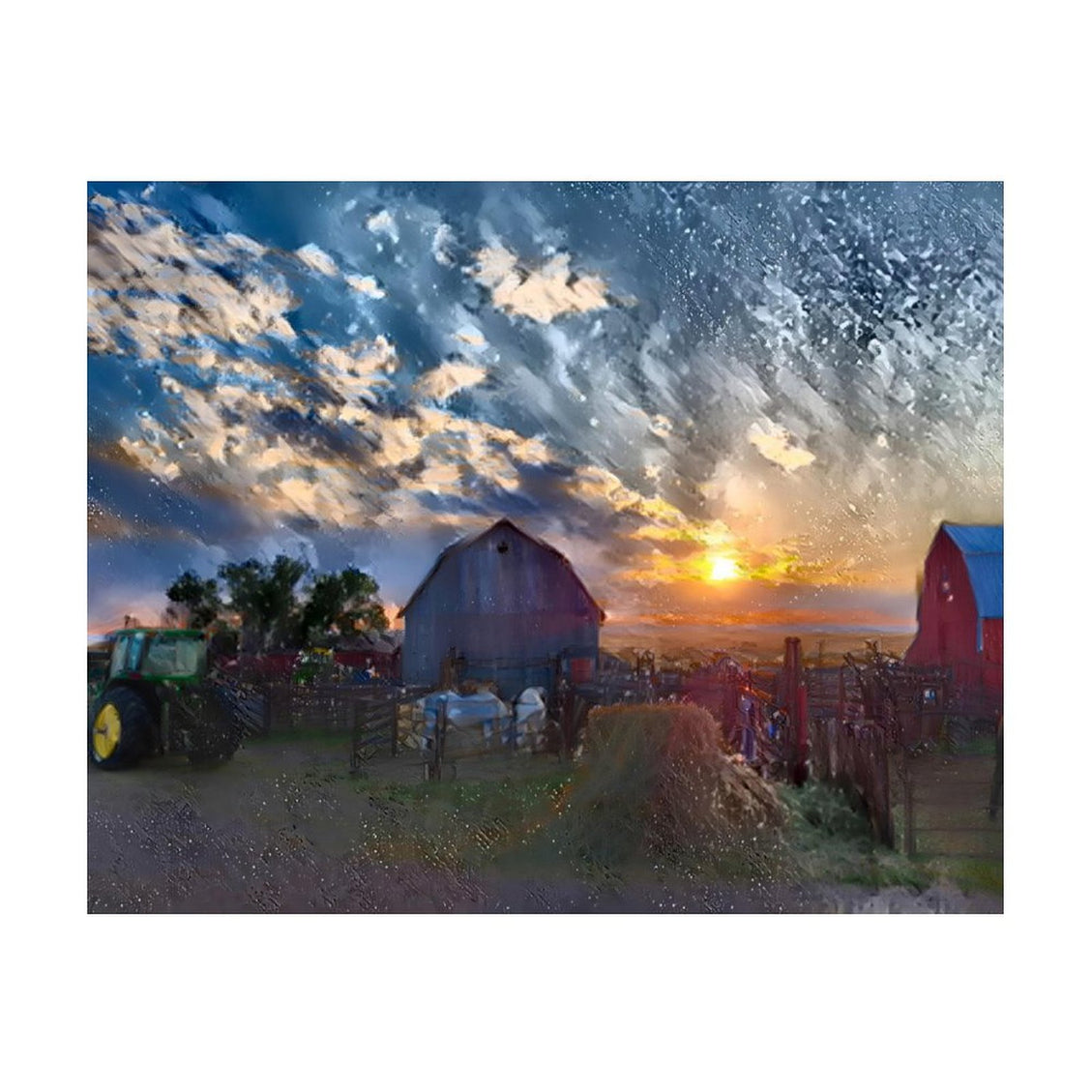 Design Diamond Painting 20"×16"(Horizontal) Sunset on a Farm