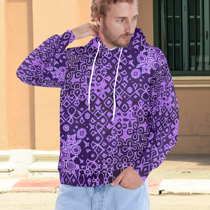 Men's Hoodie Black and Purple Abstract