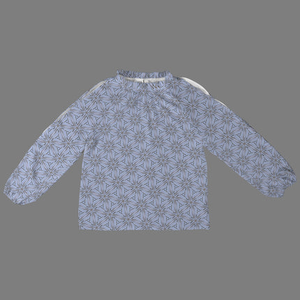 Long Slit Sleeve Blouse Blue Koi Fish