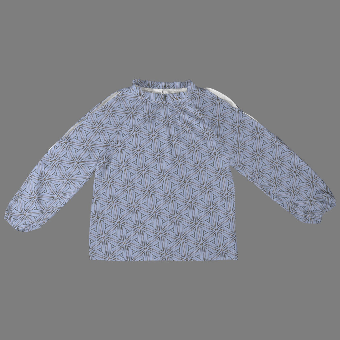 Long Slit Sleeve Blouse Blue Koi Fish