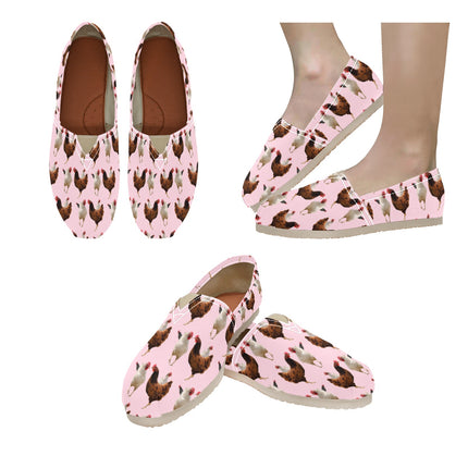 Espadrilles Canvas Flock of Chickens Soft Pink Women's Canvas Slip-On Shoes(Model1206)