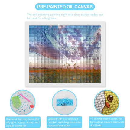 Design Diamond Painting 20"×16"(Horizontal) Sunflowers Sunset at Shadehill Lake II