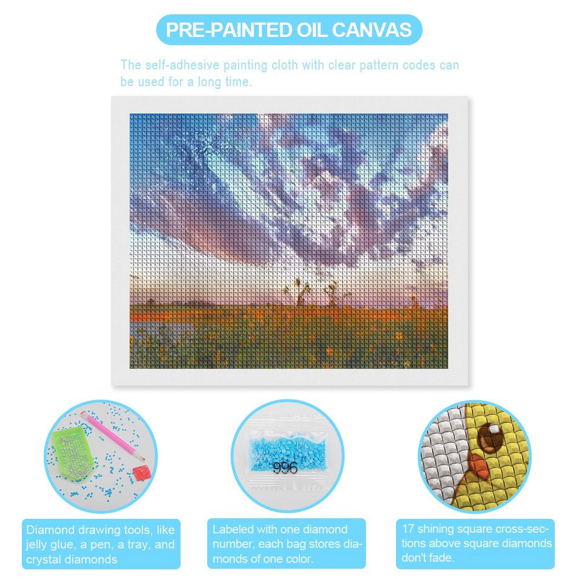 Design Diamond Painting 20"×16"(Horizontal) Sunflowers Sunset at Shadehill Lake II