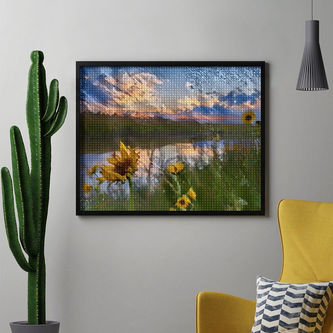 Design Diamond Painting 20"×16"(Horizontal) Sunflowers South Grand River