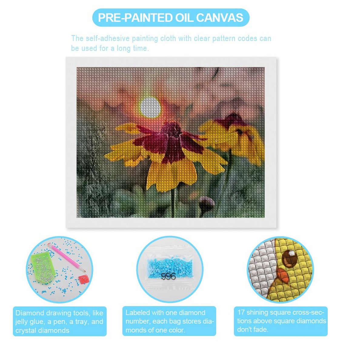 Design Diamond Painting 20"×16"(Horizontal) Coreopsis on the Grand River