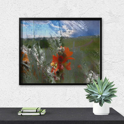 Design Diamond Painting 20"×16"(Horizontal) Globe Mallow on a Gravel Road