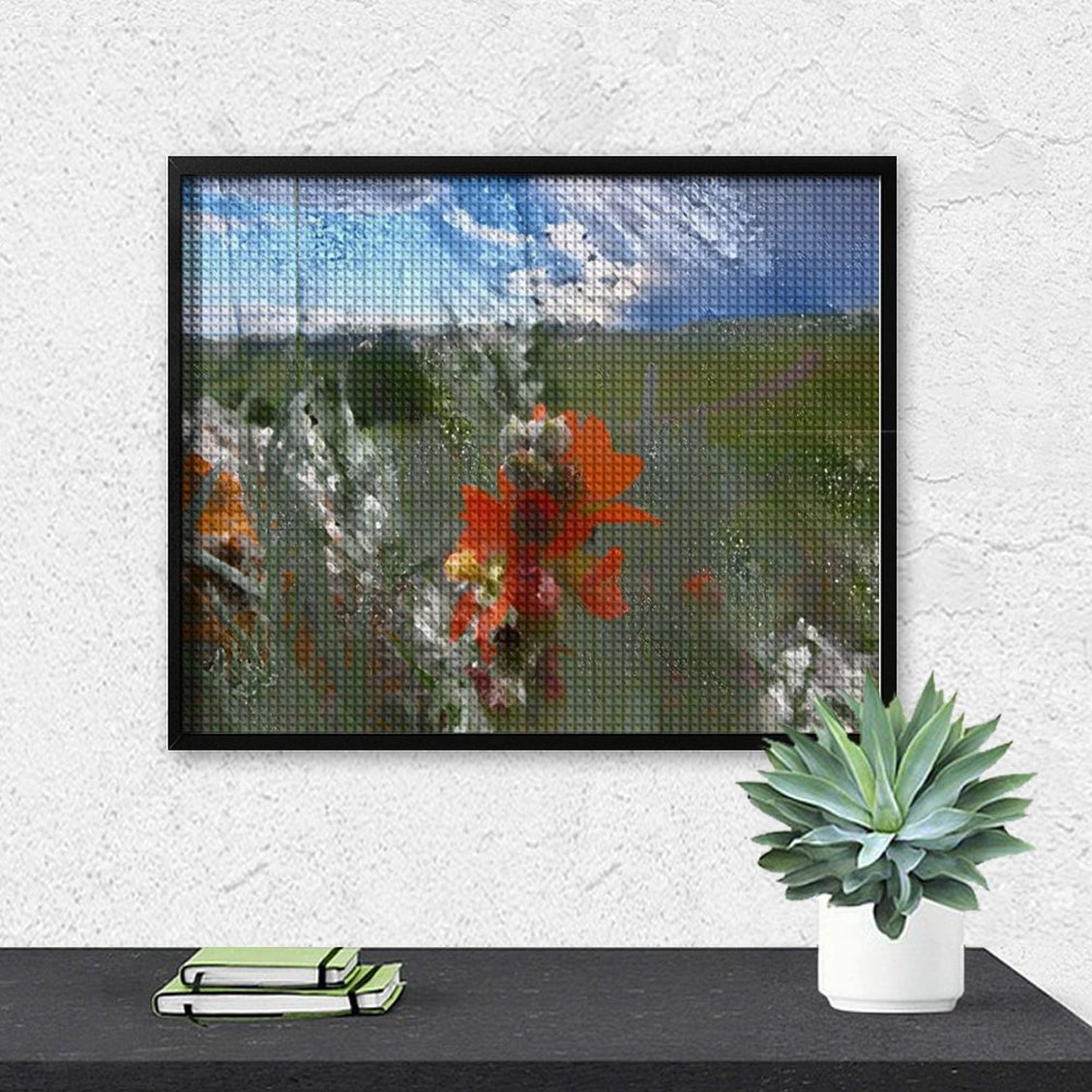 Design Diamond Painting 20"×16"(Horizontal) Globe Mallow on a Gravel Road
