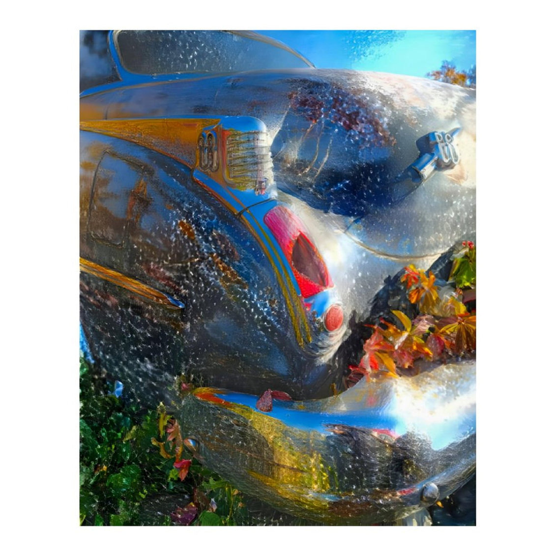 Design Diamond Painting 16"×20"(Vertical) Old Car Autumn
