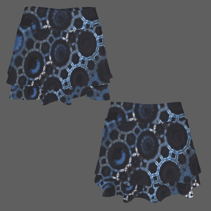 Ruffled Pocket Sports Skirt Black and Blue Graphic