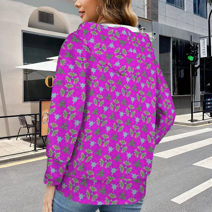 Hooded Pullover Fuchsia Floral