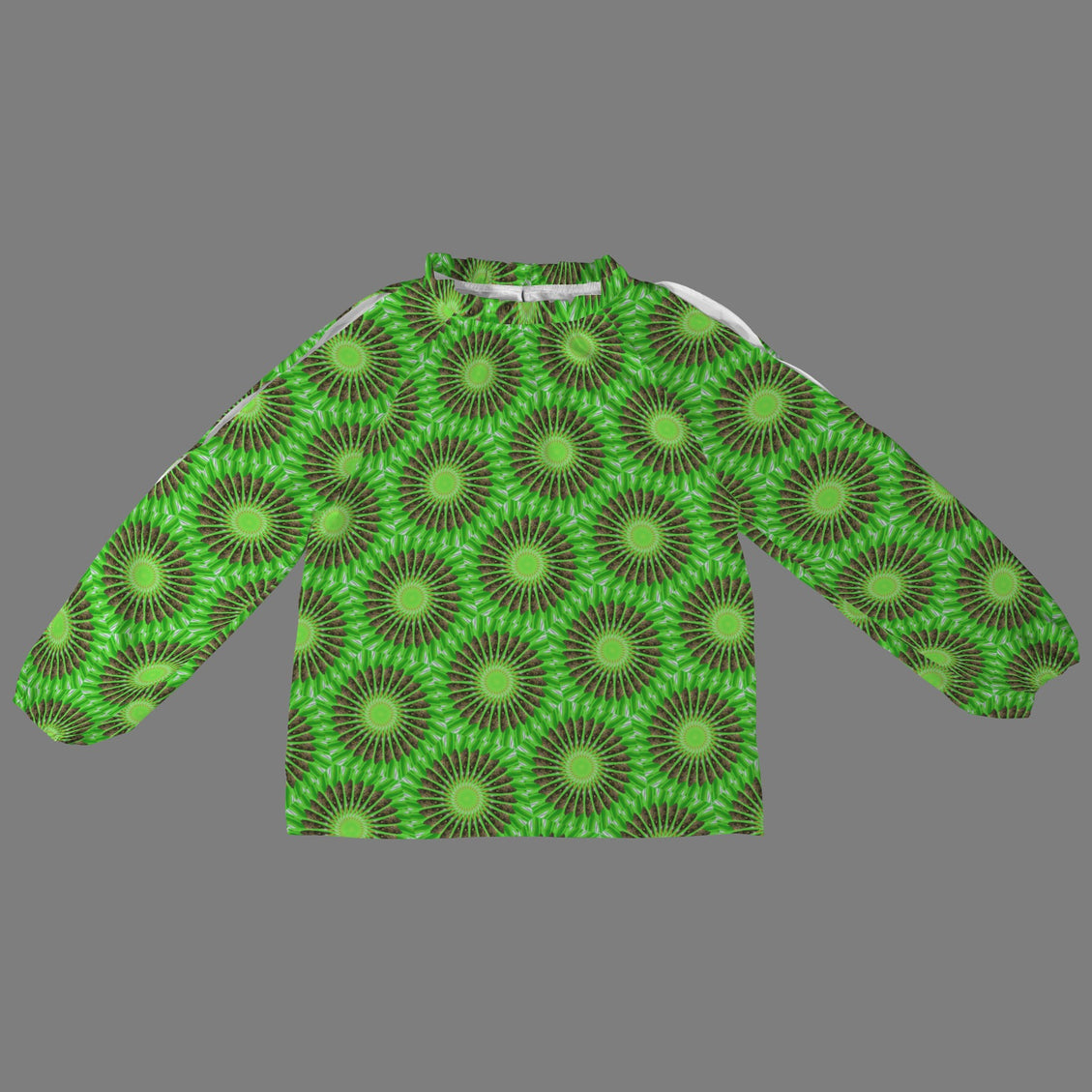 Long Sleeve Slit Sleeve Butterfly on Green