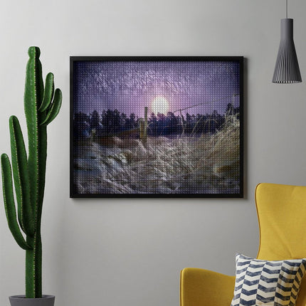Design Diamond Painting 20"×16"(Horizontal) Frosty Moonrise