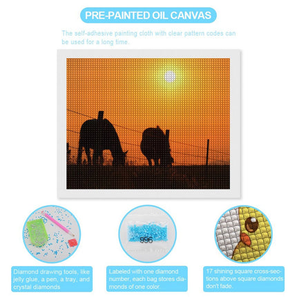 Design Diamond Painting 20"×16"(Horizontal) Horses at Sunset St. Onge