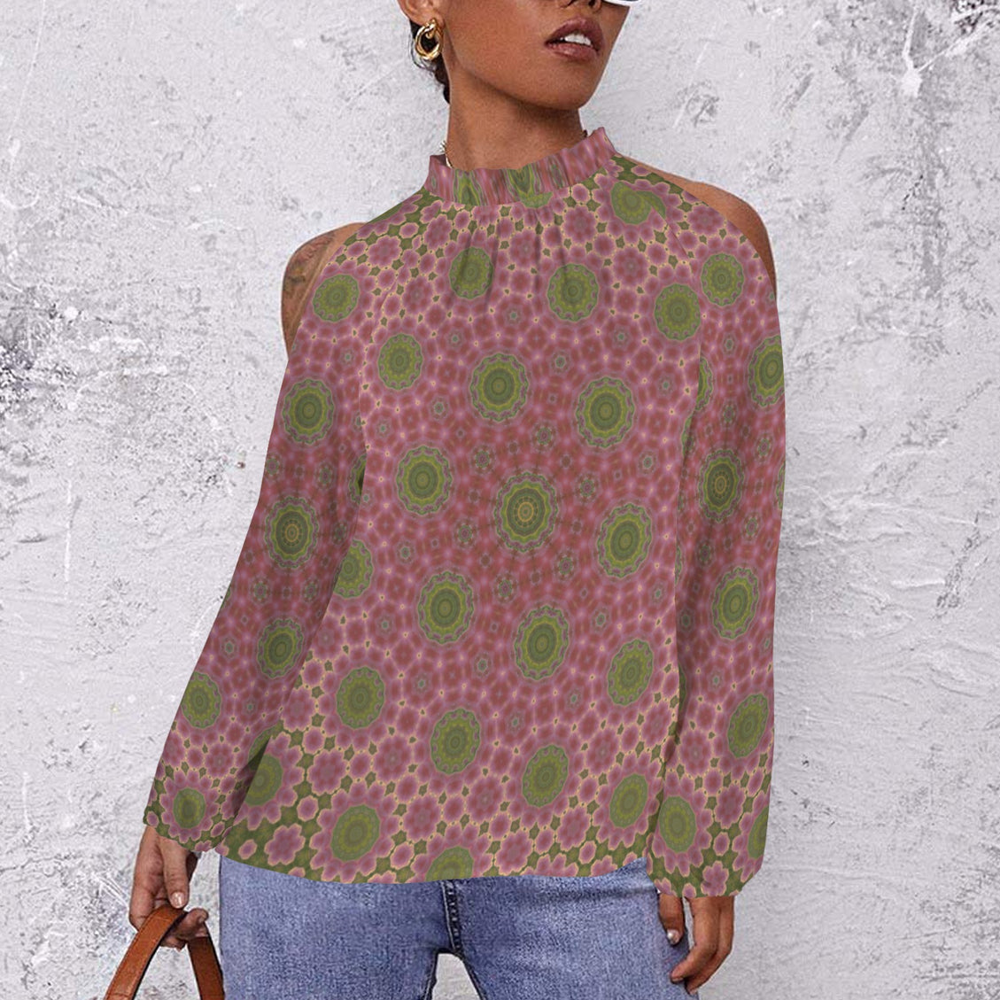 Long Slit Sleeve Blouse Cactus in Bloom