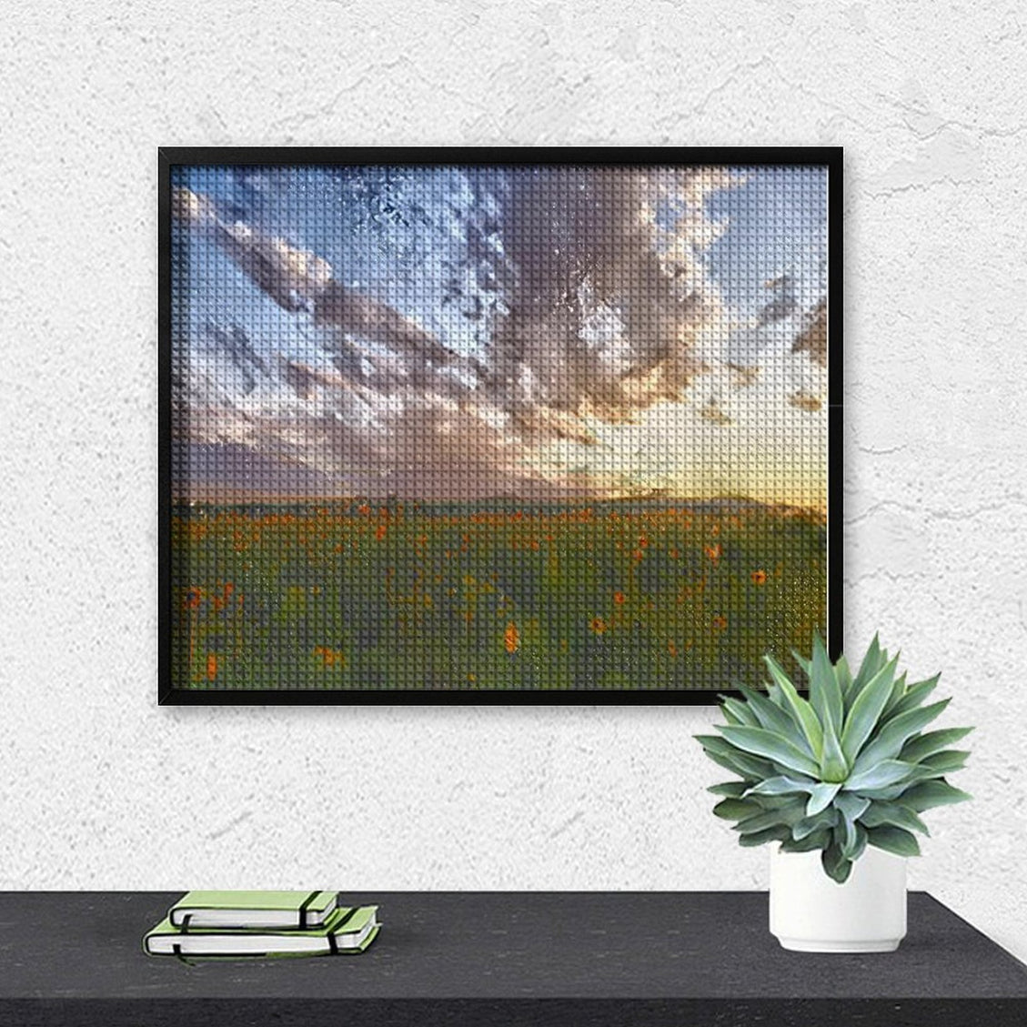 Design Diamond Painting 20"×16"(Horizontal) Sunset at Shadehill Wild Sunflowers