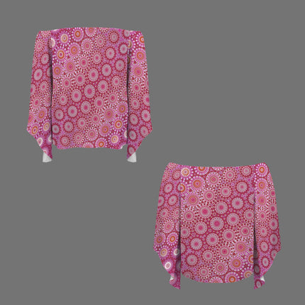 Trumpet Sleeve Blouse Raspberry Swirl
