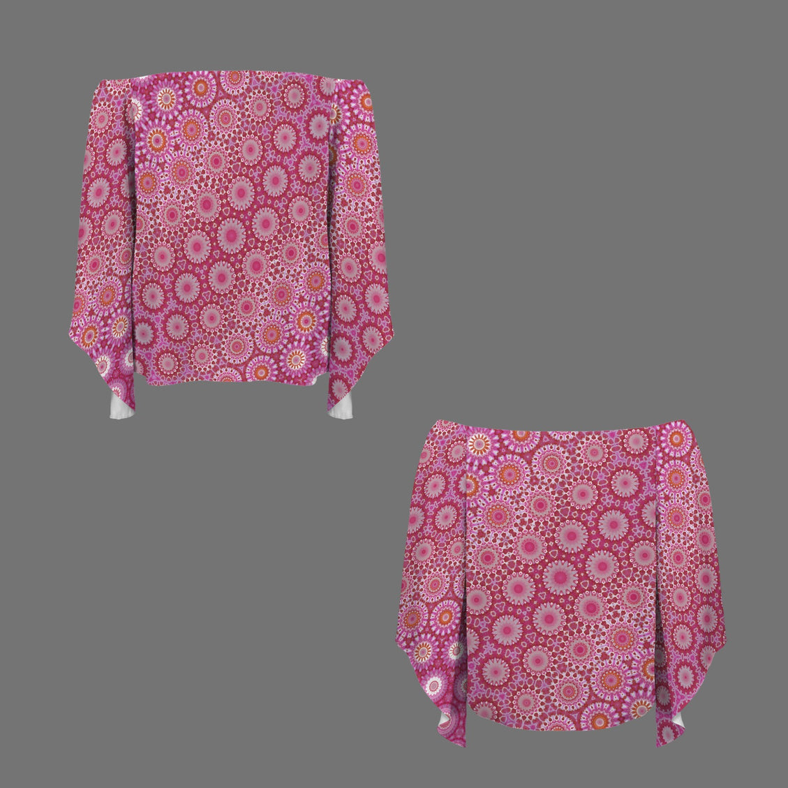 Trumpet Sleeve Blouse Raspberry Swirl