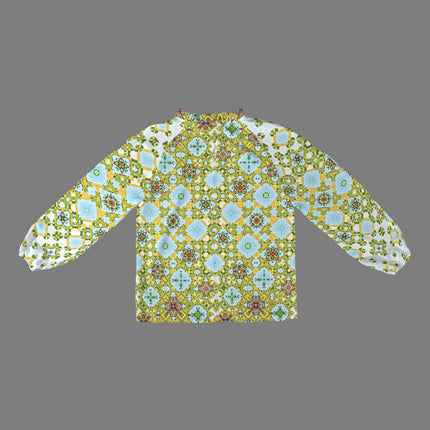 Long Slit Sleeve Blouse Buffalo Berries Green Red Yellow