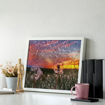 Design Diamond Painting 20"×16"(Horizontal) Dandelions at Sunset South Dakota