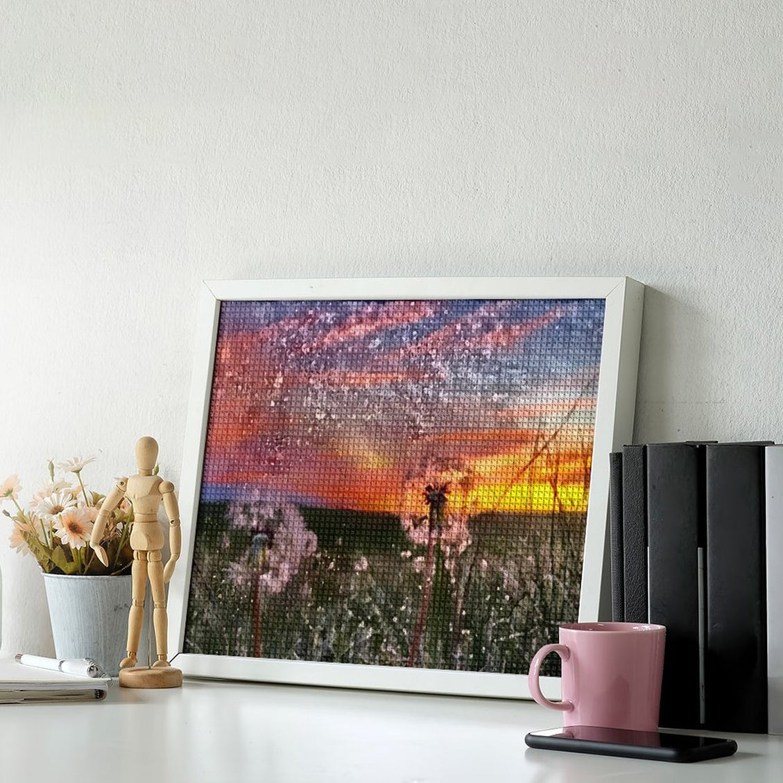 Design Diamond Painting 20"×16"(Horizontal) Dandelions at Sunset South Dakota