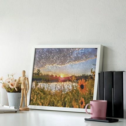 Design Diamond Painting 20"×16"(Horizontal) Sunflowers on the South Grand River