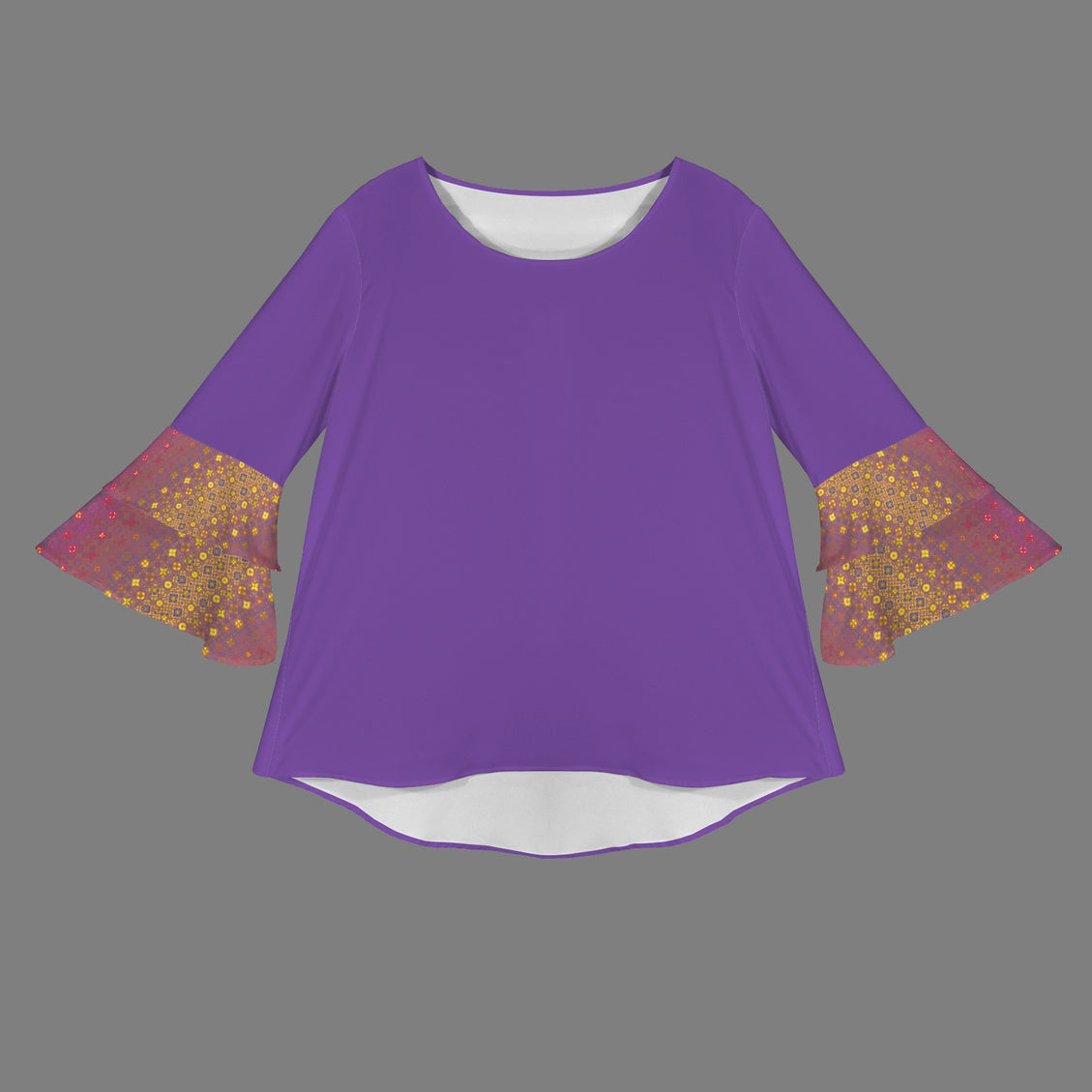 Layered Flare Sleeve Blouse Purple Festive