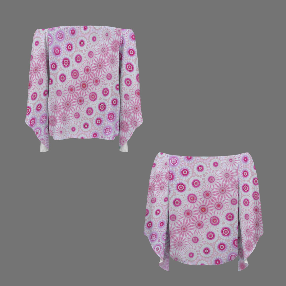 Trumpet Sleeve Blouse Peonies