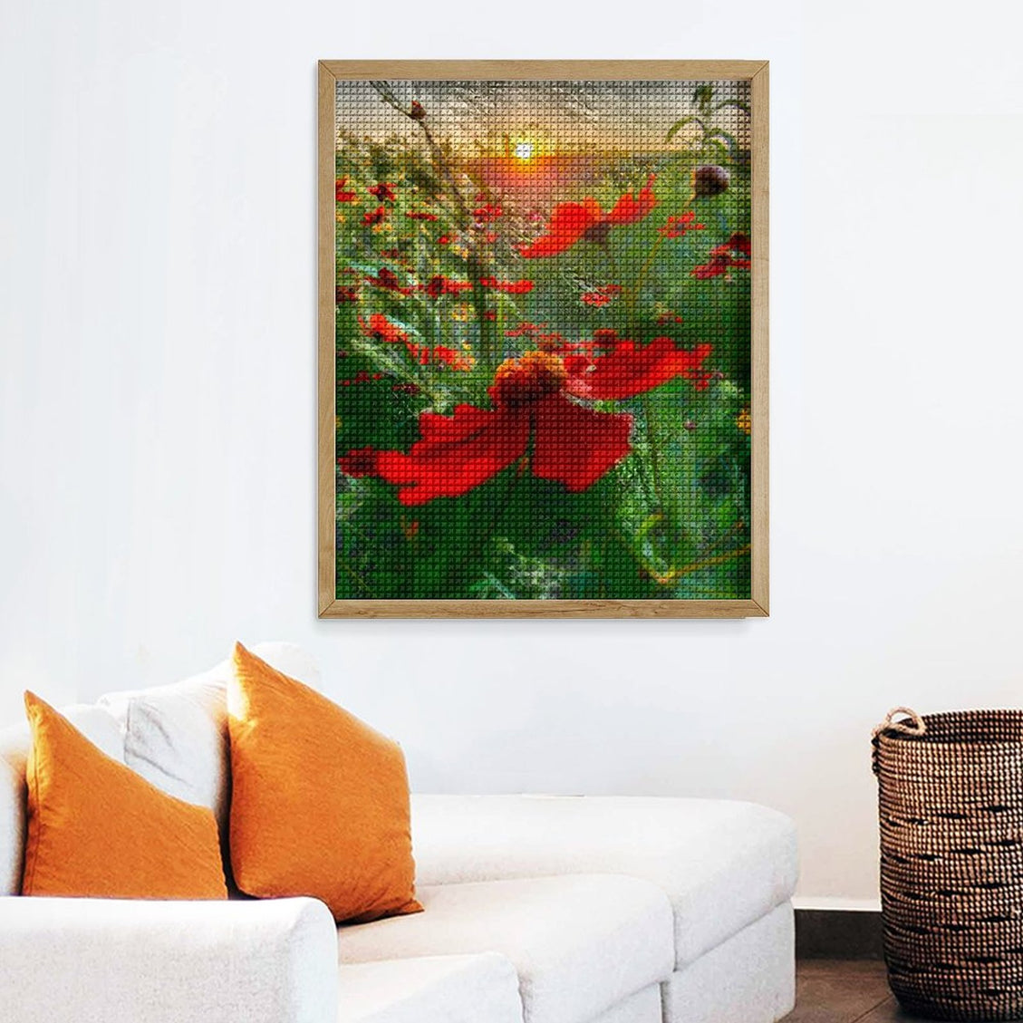 Design Diamond Painting 16"×20"(Vertical) Red Wildflowers Grand River