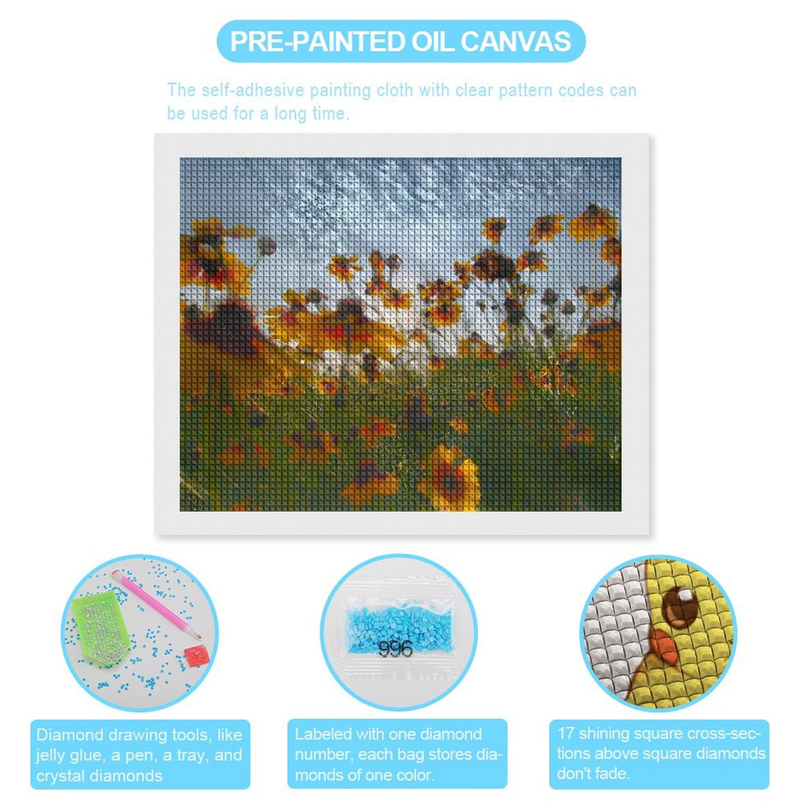 Design Diamond Painting 20"×16"(Horizontal) Coreopsis on the Grand River