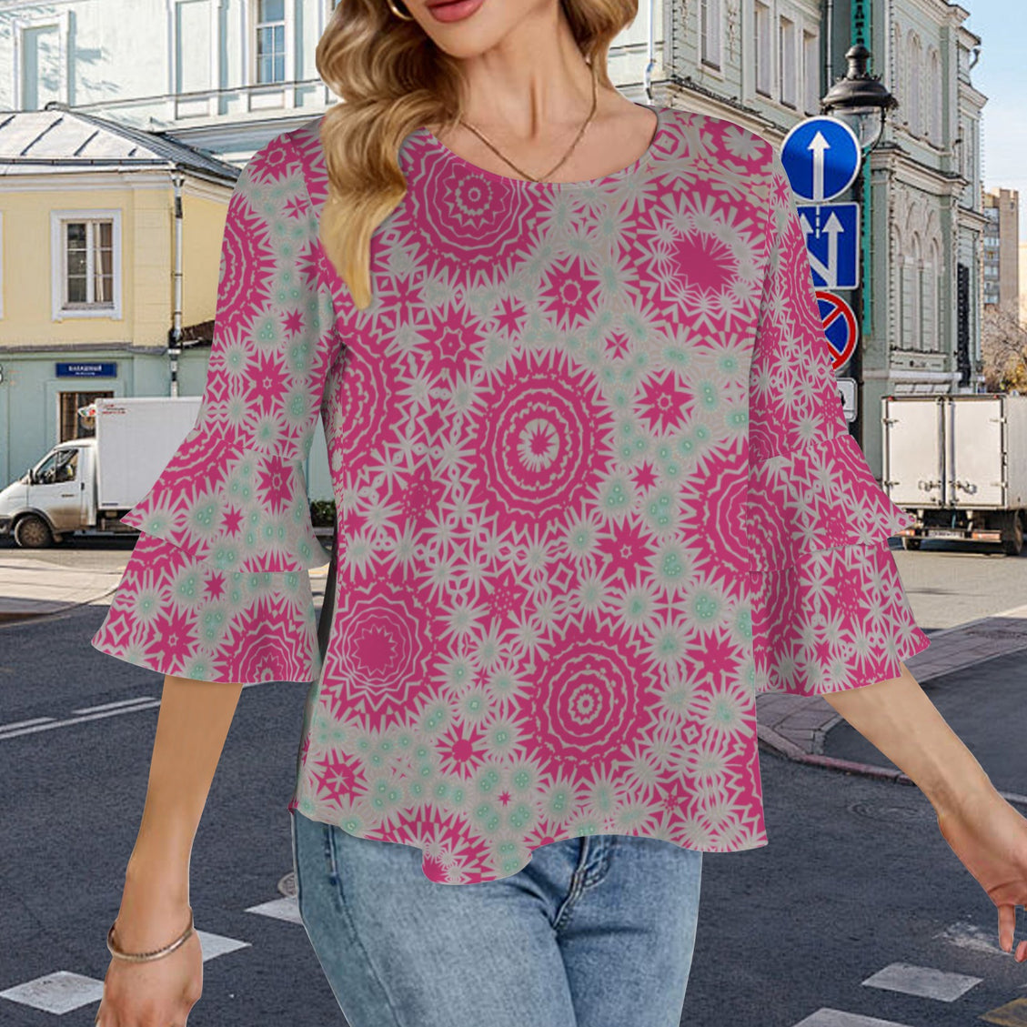 Layered Flare Sleeve Petunias