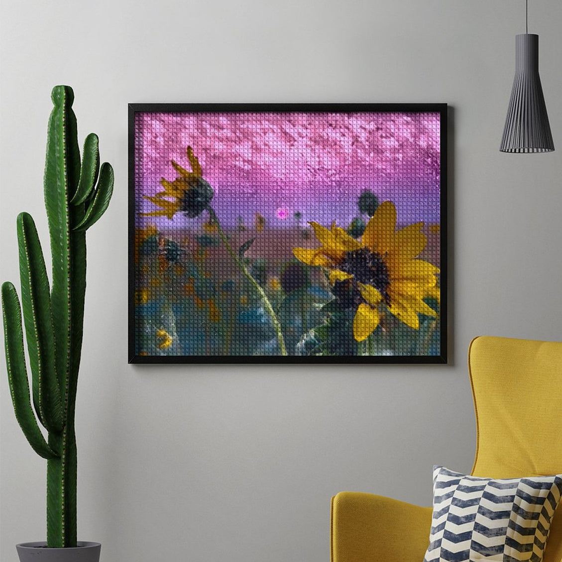 Design Diamond Painting 20"×16"(Horizontal) Sunflower Smokey Sunset II