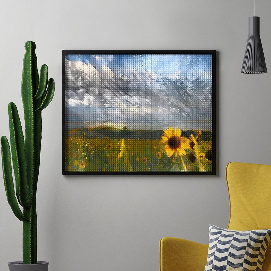 Design Diamond Painting 20"×16"(Horizontal) Sunflowers Lakeside