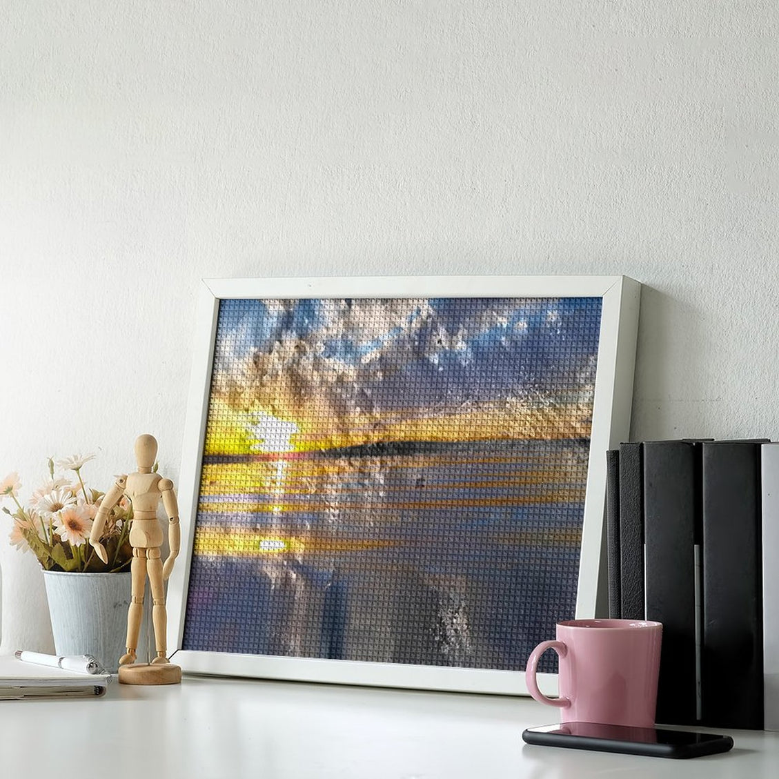 Design Diamond Painting 20"×16"(Horizontal) Sunset on the Lake South Dakota