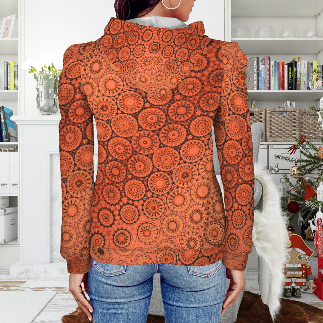Puff Sleeve Hoodie Orange Sunset