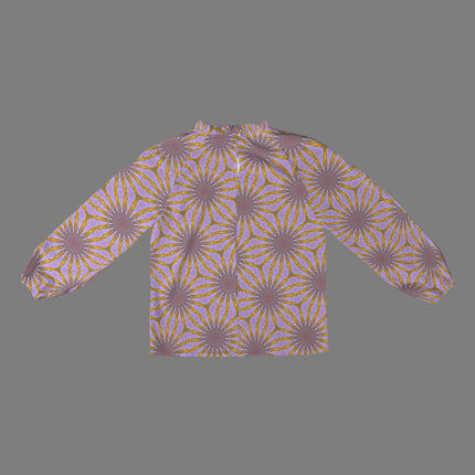 Long Slit Sleeve Blouse Lavendar Gold Flower