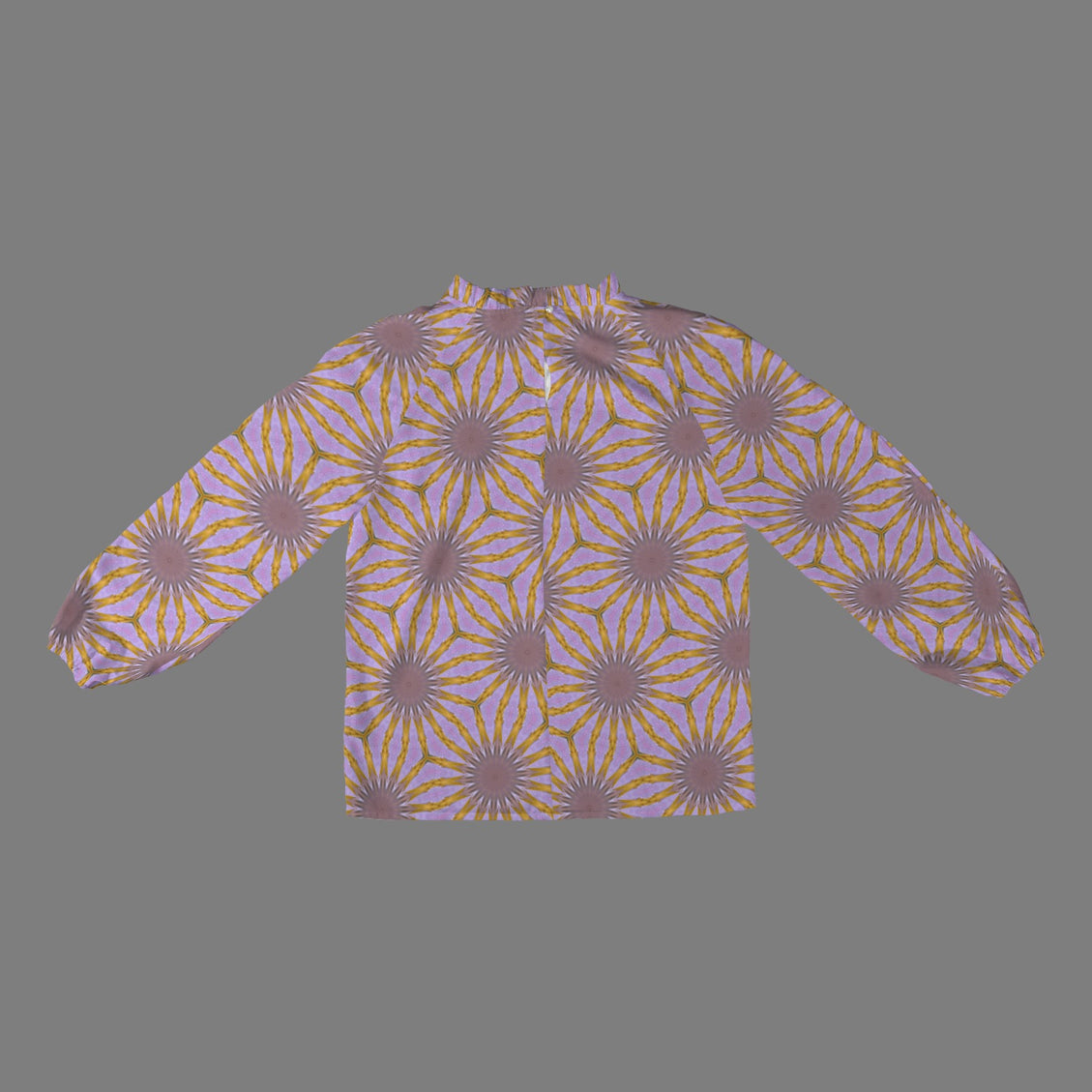 Long Slit Sleeve Blouse Lavendar Gold Flower