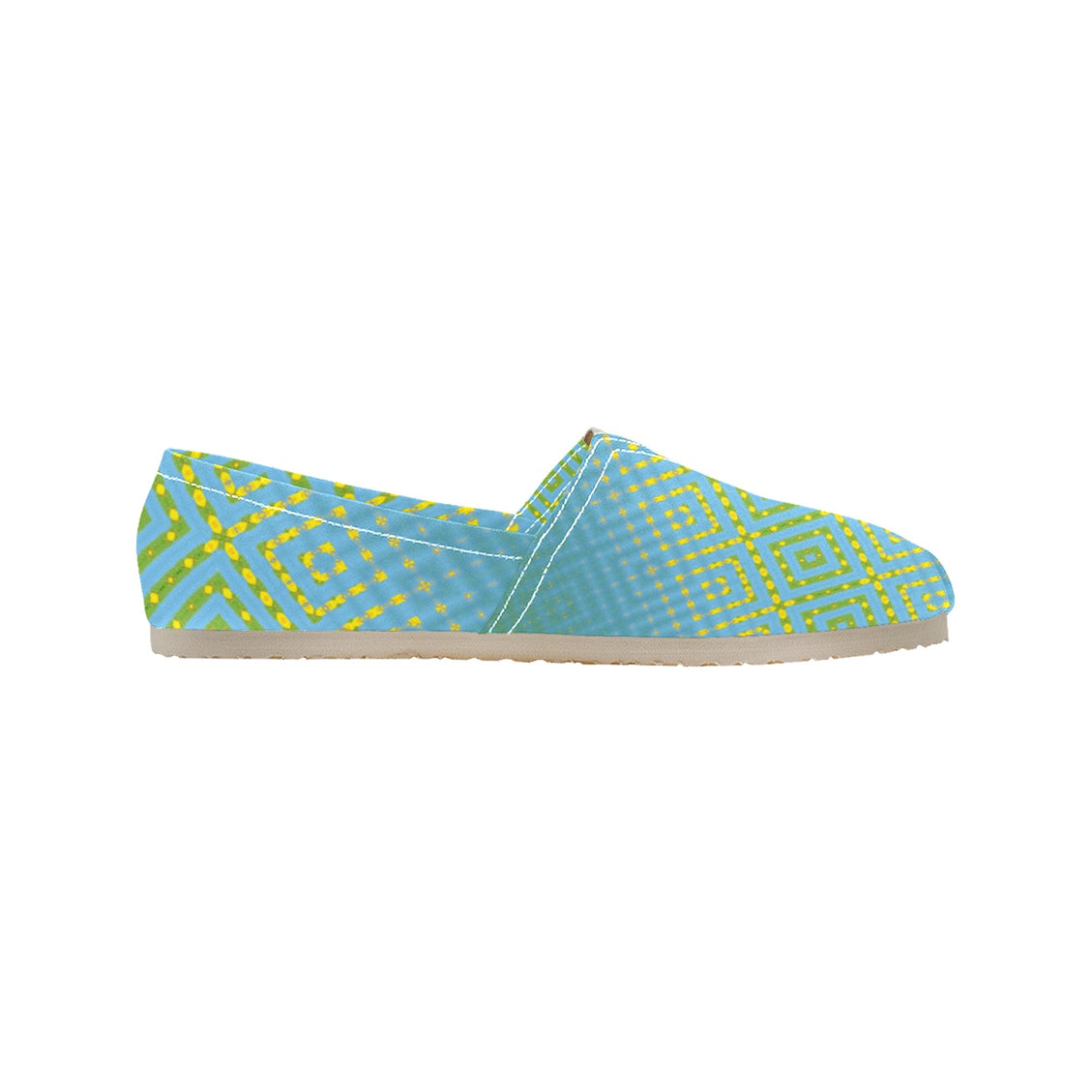 Espadrilles Canvas Gold Sunflower Blue Green Plaid Women's Canvas Slip-On Shoes(Model1206)