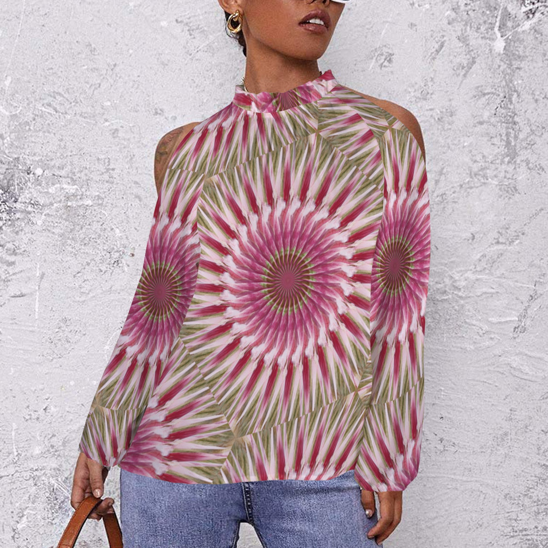 Long Slit Sleeve Blouse Milkweed Swirl