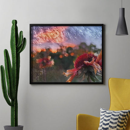 Design Diamond Painting 20"×16"(Horizontal) Wildflowers at Sunset