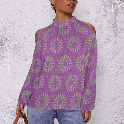 Long Slit Sleeve Blouse Lavendar Sunflower
