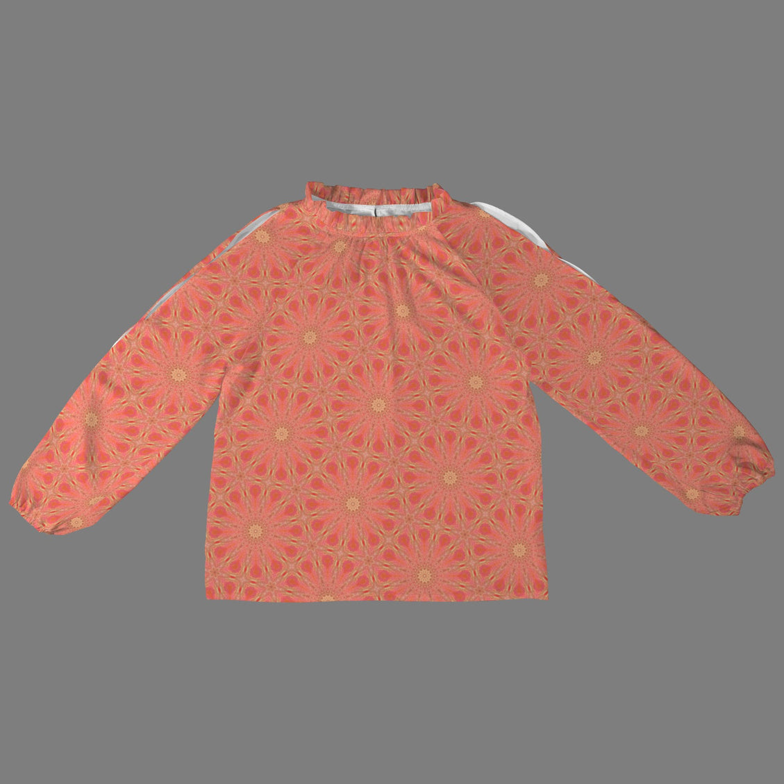 Long Slit Sleeve Blouse Orange Flower
