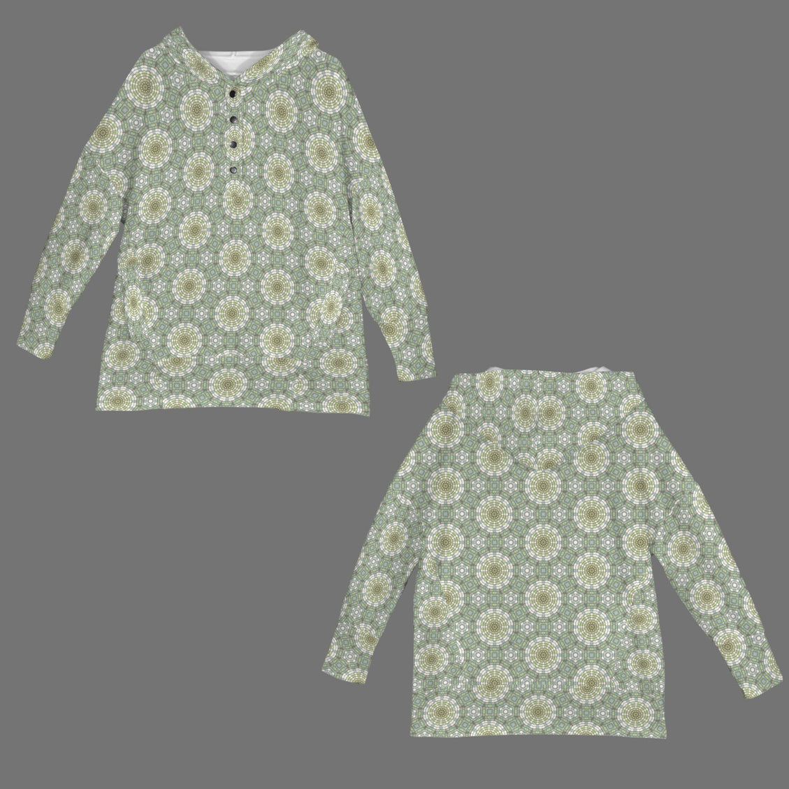 Hooded Pullover Carnival Tile Yellow and Green