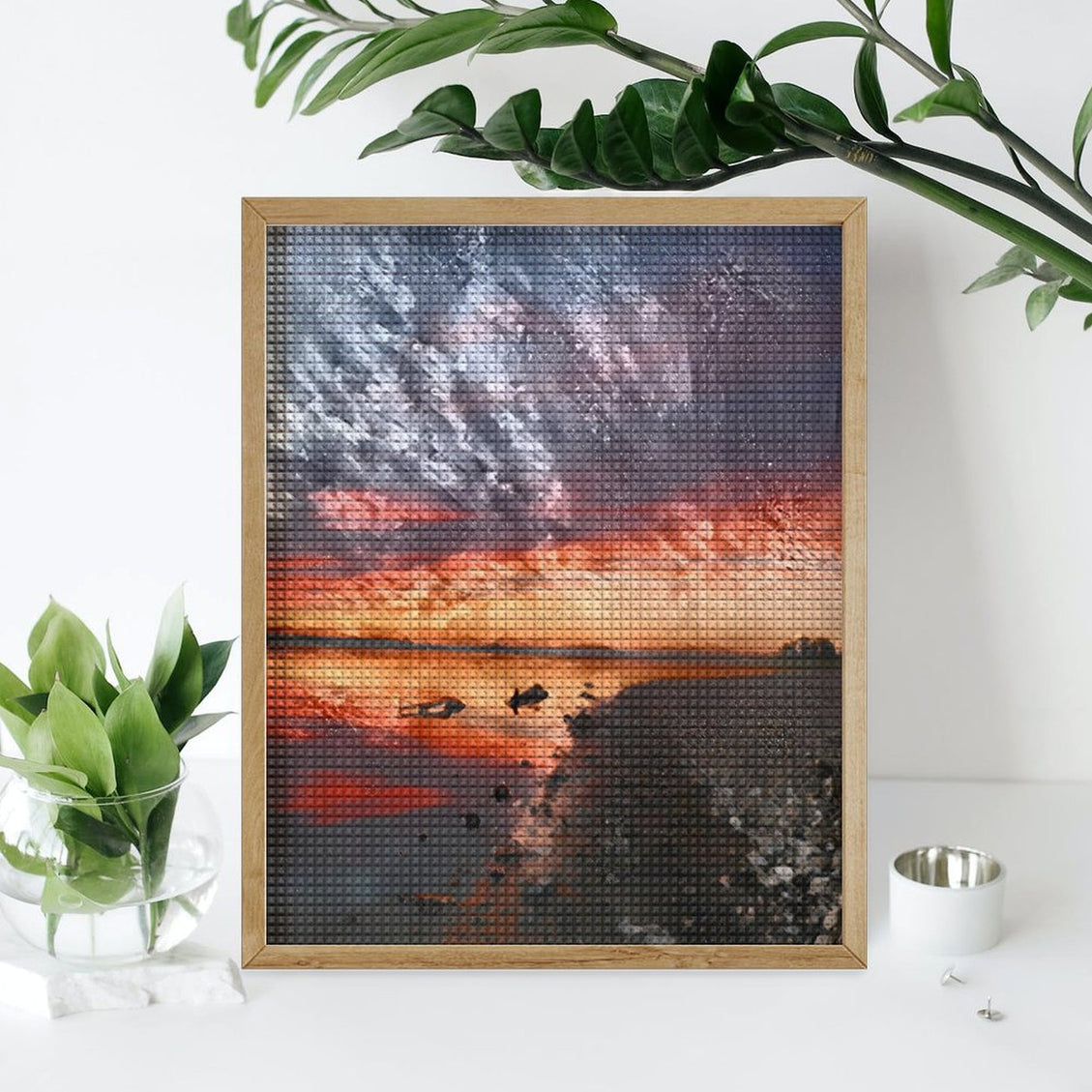 Design Diamond Painting 16"×20"(Vertical) Sunset Shadehill Reservoir