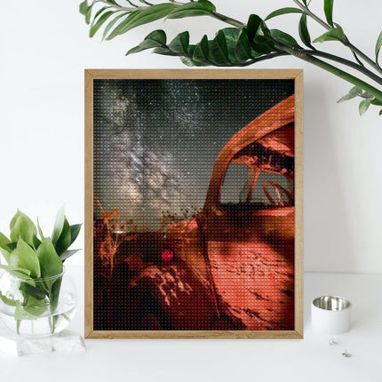 Design Diamond Painting 16"×20"(Vertical) Old Truck Under the Milkway