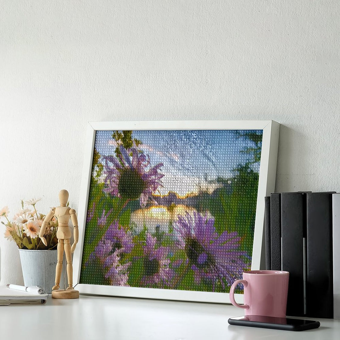 Design Diamond Painting 20"×16"(Horizontal) Asters Sylvan Lake