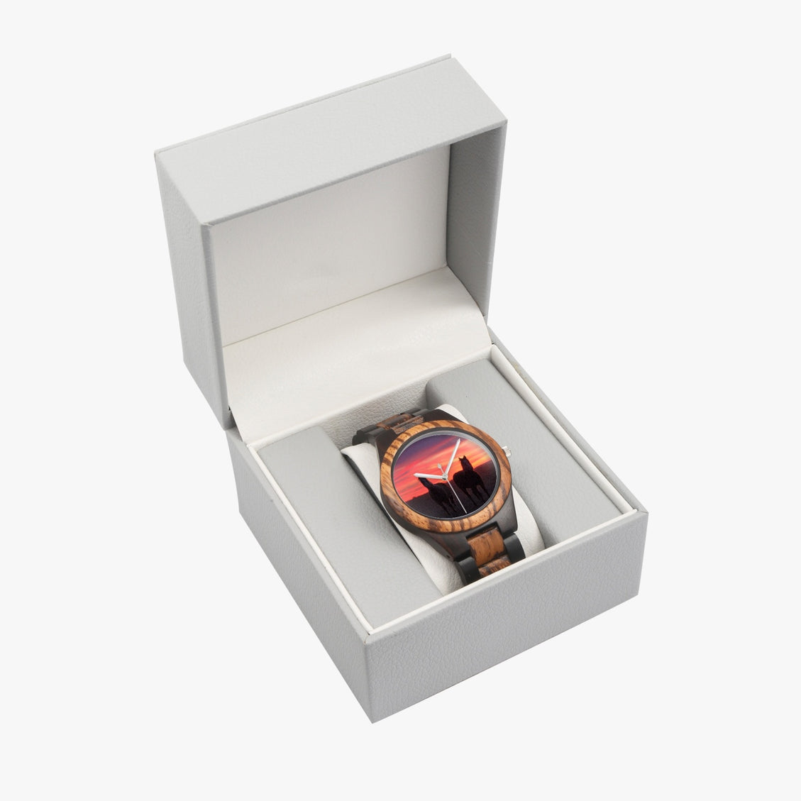 Wooden Watch Indian Ebony Horses Sunrise 9 Mile Road