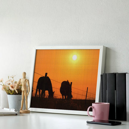 Design Diamond Painting 20"×16"(Horizontal) Horses at Sunset St. Onge